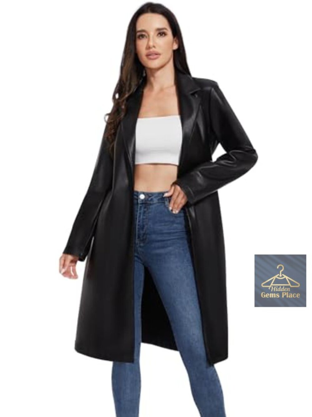 Women's Faux Leather Moto Biker Jacket Plus Size Trench Coat